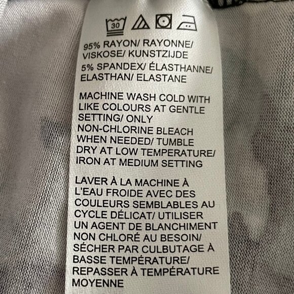 Abstract Floral Scoop Nk Lg Slv Midi (mid calf) Rayon Spandex Dress Multi Sz M - Picture 8 of 9